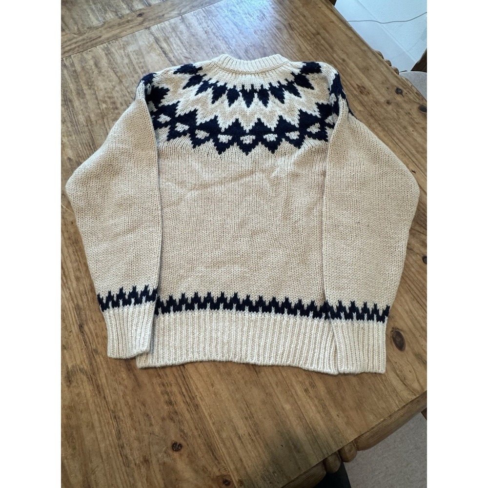 NWT Keep Bell Wool Hand Knit Cream Black Fisherman Sweater Fair Isle Nordic Sz M - Picture 3 of 13